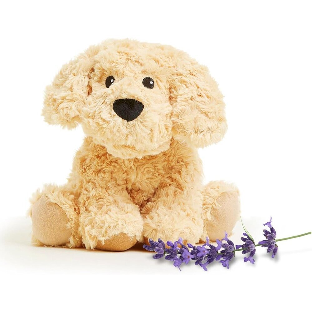 Microwavable & Weighted Stuffed Animal Golden Dog Plushie Warmth & Comfort 13 In